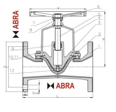 Диафрагменный (мембранный) вентиль ABRA-M8(X)FB GGG50. DN50-200 В Кургане